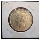 1923 Peace Silver Dollar Coin in Holder