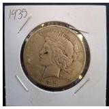 1935 Peace Silver Dollar Coin in Holder