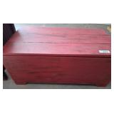 Red Wooden Storage Chest, 32x17x15 Inches