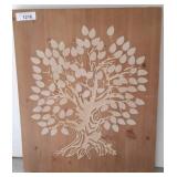 Wooden Panel with Tree Cutout Design, 20x24