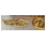 Gold-Tone Wall Mirror and Eagle Plaque Decor