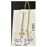 Sterling Silver Italy Cross Pendant Necklace