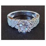 Size 7 Sterling Silver Cubic Zirconia Ring