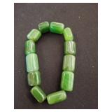 Green Jade Bead Bracelet on Elastic String