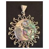 Sterling Silver Sun and Moon Pendant