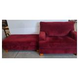 Red Upholstered Lounge Chair and Ottoman