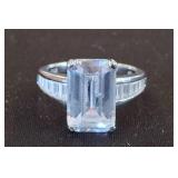 Sterling Silver Ring with Clear Stone, Size 8