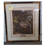 Framed Print of Knight and Lady in Forest Scene