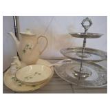 Porcelain Tableware & Silver-Plated Tiered Tray