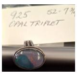Sterling Silver Opal Triplet Ring - Size 7.75