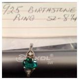Sterling Silver Birthstone Ring, Size 8 1/4