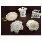 Five Hand-Painted Porcelain Items