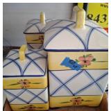 Ceramic Lidded Canisters with Floral Design