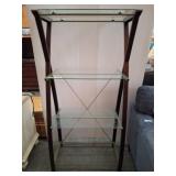 Glass and Metal Four-Tier Shelf Unit