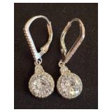 Sterling Silver Earrings with Round Clear Stones