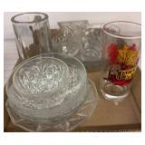 Glassware Lot with Plates, Bowls, and Tumbler