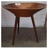 Wooden Bowl on Tripod Base, 20x12x21in