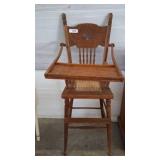 Wooden Highchair with Wicker Seat Insert
