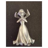 Pewter Angel Pin with Folded Hands Design