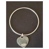 Sterling Coach Bangle With Heart Pendant