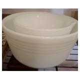 Two Pyrex Milk Glass Mixing Bowls