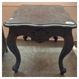 Carved Wood Side Table with Decorative Legs