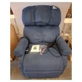 Golden Blue Fabric Power Lift Recliner Chair