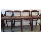 Four Brown Upholstered Bar Stools