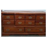 Wooden Dresser with Brass Handles, 62x19x33in