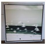 Framed Abstract Coastal Scene, 32x32 Inches w9