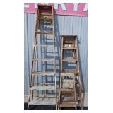Three Wooden Step Ladders w/ Paint Residue r1r
