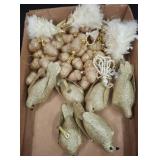 Glittered Bird and Acorn Ornaments