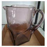 Purple Glass Pitcher With Textured Exterior