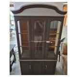 Brown Wood China Hutch With Glass Doors