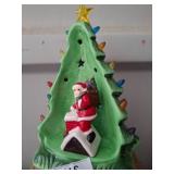 Ceramic Christmas Tree with Santa and Lights c1