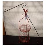 Red Metal 2-Tier Plant Rack & Flag Hanger