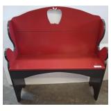 Wooden Bench with Apple Cutout Backrest