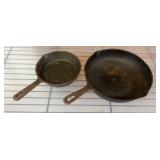 Two Cast Iron Skillets, No. 8 and Smaller