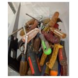 Tub of Assorted Hand Tools and Screwdrivers