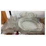 Clear Embossed Glass Serving Dishes Set
