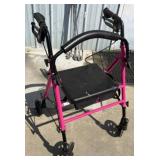 Drive Medical Pink Walker with Seat and Brakes r1