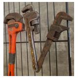 Three Pipe Wrenches, Various Sizes