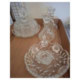 Pressed Glassware Lot With Etched Designs