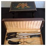 Carving Set with Painted Wood Stool