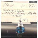 14K White Gold Ring with Blue Stone