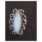 Sterling Silver Oval Mother of Pearl Ring