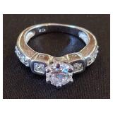 Sterling Silver Cubic Zirconia Ring, Size 5.5