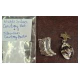 Nickel Silver Cowboy Hat and Boot Pins