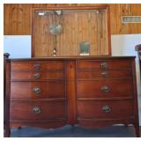 Dixie Mahogany Dresser with Mirror, 56x20x34in