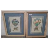 Framed Hot Air Balloon Illustrations